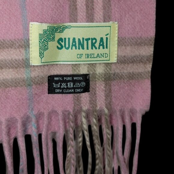 Suantrai Of Ireland 100% Pure Wool Plaid Fringe Soft Winter Warm Scarf Irish - Picture 3 of 9